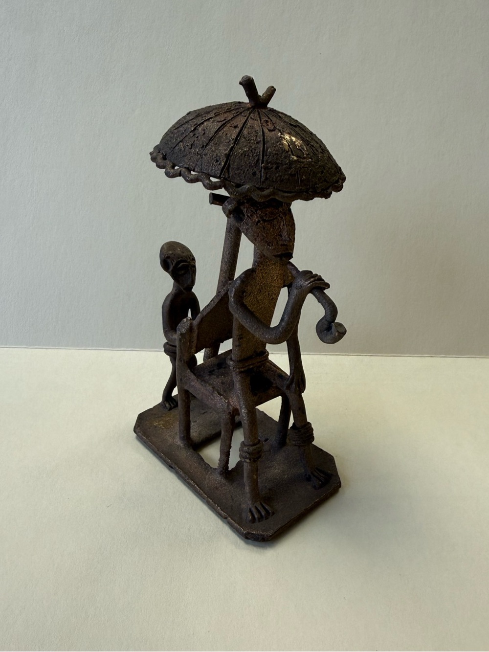 Vintage Handmade Metal Ashanti King Sitting on Throne Rusted.